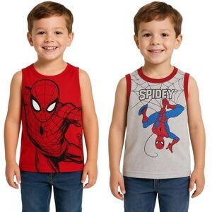 Boys SpiderMan Bundle: 2‎ Boys Fun Graphic Sleeveless Shirts Size 5